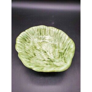 Cabbage or Lettuce Green Leaf Dish Bowl Marked Ceramic